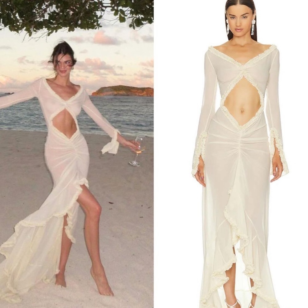 5⭐️CASA B| “Glamour de Cannes” Mesh Cut-Out Frill Sheer Gown - Picture 9 of 17